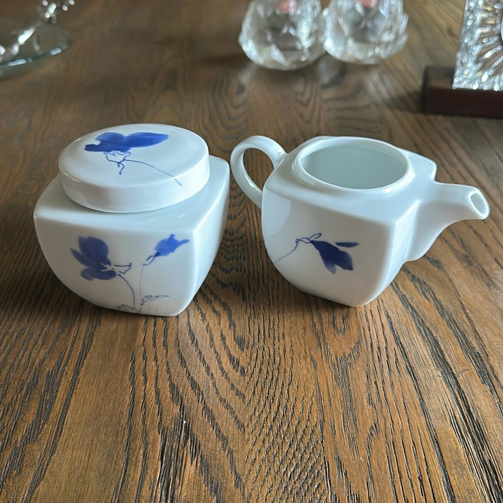 New Studio Nova Ming Blue dishes sugar bowl & creamer discontinued design